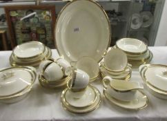 51 pieces of George Jones dinner and tea ware (setting for 6 but with only 4 soup bowls).