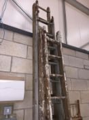 2 wood & 1 aluminium set of ladders