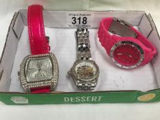 A Next wrist watch, A River Island wrist watch and one other.