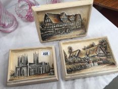 3 Bosson's ivorex plaques, Lincoln cathedral etc.