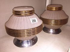 A pair of 1950's ceiling light fitments