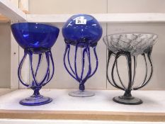 3 art glass bowls