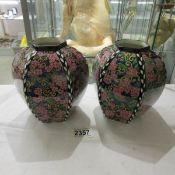 A pair of Royal Doulton Hydrangea ginger jars, (missing lids).