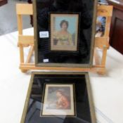 A pair of mezzotint portrait studies 'Miss Croker' and 'Lady Hamilton as Nature'.