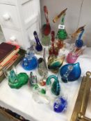 16 coloured glass bird ornaments