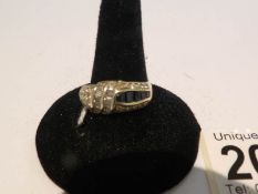 A 18ct gold ring set sapphires and diamonds, marked 750 18k, approximately 6 grams, size P.