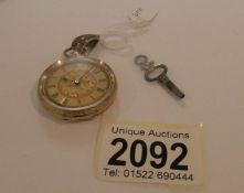 A ladies 18ct gold fob watch.