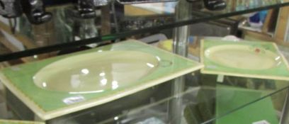 A Clarice Cliff 'Bairritz' large platter and 2 smaller examples.