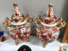 A pair of large satsuma lidded vases A/F