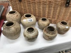 A collection of Oriental stoneware pots (7 in total)