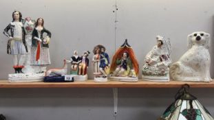 7 Victorian Staffordshire figures and flat backs