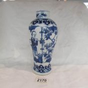 A 19th century Chinese blue and white vase, a/f.