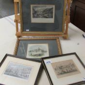 2 framed and glazed 19th century engravings of 'Castle Howard' and Rievault Abbey,