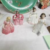4 small Royal Doulton figurines being Rose, Welcome, Bo Peep and Amanda.