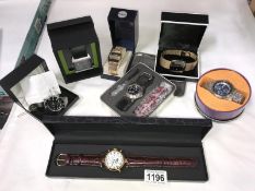 7 boxed wristwatches including Staver tripe date moonphase watch, Eden, Philip Persio,