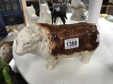 A butchers shop window ceramic bull