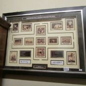 A framed and glazed 'English Football Legends Through the Ages' personally signed by Sir Tom Finney