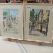 A pair of framed and glazed Spanish watercolours by M Sesmero (signed). Image 20 x 29 cm.