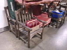 4 hard wood carver garden chairs