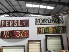 4 fairground painted signs on board