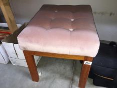 A teak deep buttoned bedroom stool