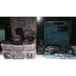 A Makita 240v jigsaw and a Skil 12v drill with 4 batteries.