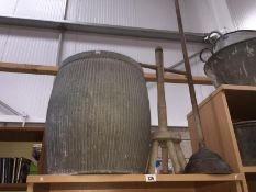 A galvanised bin & 2 washing dollies