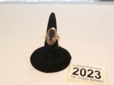 A 9ct gold ring set with topaz, hall marked Birmingham 1972, approximately 3 grams, size L.