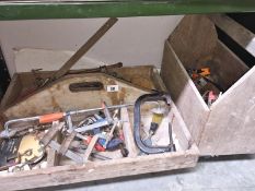 A tray containing mainly G clamps and a joiners tool carrier.