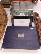 A mirrored 2 drawer jewellery box and a boxed special memories photo frame.