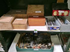 A large selection of lathe parts, possibly Myford, 2 shelves.