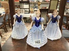 3 boxed Royal Doulton HM3658 Charlotte figurines commissioned by Littlewoods, designed by N.