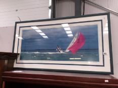 A framed and glazed print of a sailing yacht and team