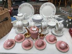 A Royal Doulton Expressions Summer Carnival tea set & Wade coffee set in pink & gold