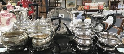 A silver plate tea & coffee set including sugar & creamer & another silver plate tea/coffee set