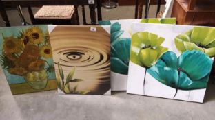 A quantity of oil on on canvas pictures etc depicting flower