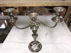 A silver plate candelabra