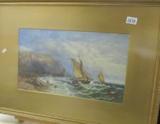 A framed and glazed watercolour seascape initialed T.B.A.