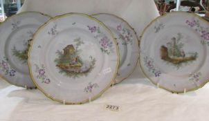 A set of 4 18th century Marsielles Faience plate by Veuve Perrin, label verso reads Serlby Hall,