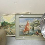 2 oil on board paintings.