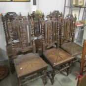 A set of period carved oak chairs, some a/f.