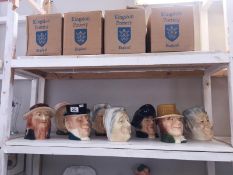 A quantity of Charles Dickens character jugs including Kingston Pottery Hull with boxes