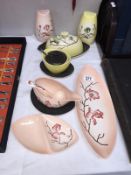 A collection of Carlton ware hand painted condiment items including butter dish.