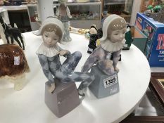 2 Lladro Harlequin figures