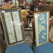 2 framed and glazed Chinese silk embroideries.