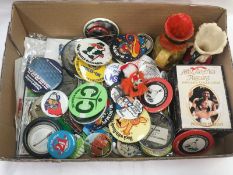 A quantity of collector's pin badges including Butlin's.