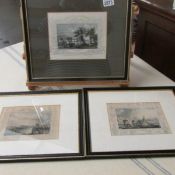 3 fine framed and glazed early 19th century engravings - View from London Bridge,