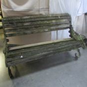 A Victorian cast iron garden bench (possibly Coalbrookdale), wooden slats a/f.