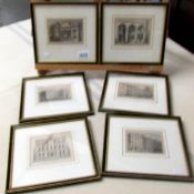 6 fine 19th century framed and glazed London engravings including Burlington Arcade, Regent Circus,