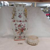 An 18th century Chinese vase a/f and a Chinese lidded cream bowl also a/f (both have cracks).